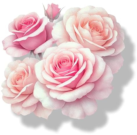 Pale Pink Rose Flower Vinyl Decal Stickers, Cover Marks, Floral Decor 20cm | Opaque Finish, No White Edges, Weatherproof, UK Manufactured, Home & Garden Styling, Use For Walls, Laptops and Bin