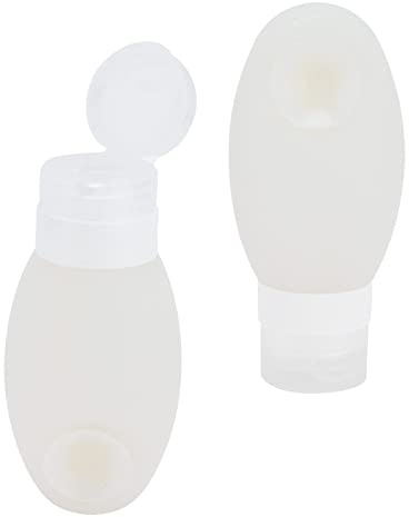 Botellas de viaje de silicona de 2 piezas, botella de almacenamiento cosmético de silicona con copa de succión Tamaño de viaje contenedores (Blanco)