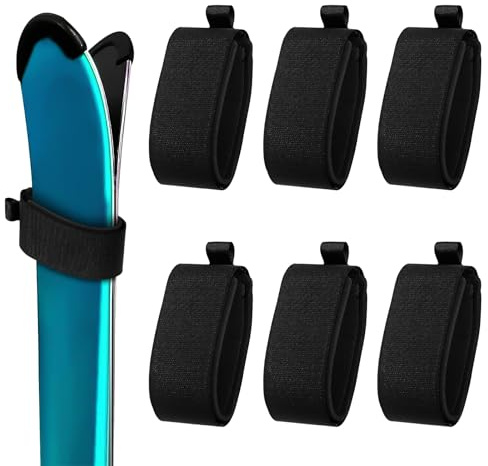 prota Skidfästband, 6 stycken skidband med skyddskuddar multifunktion skidremmar, justerbara skidband, skidbindningar för snowboard, skidstavar, skidutrustning