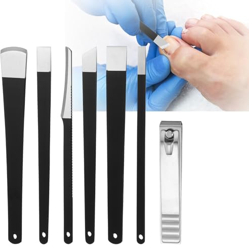 Wanmu 7Pcs Ingrown Toenail Removal Kit, Professional Pedicure Knife with Storage Box, Stainless Steel Toenail Clippers Cutter for Men Women Dead Skin Foot Callus Nail Cuticle Remover