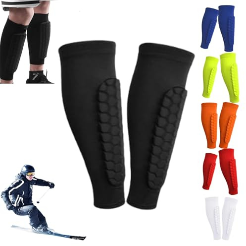 Protege Tibia Ski,Chaussette Protege Tibias, Ski Shin Guards,Antichoc Shin Defender Guards,pour Les Sports de Plein Air (Noir, M)