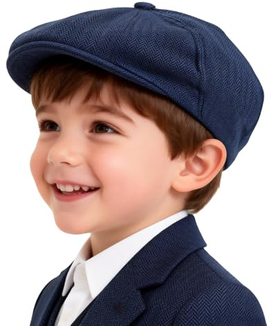 mintgreen Sombreros Gorras Bebés Niño, Recién Nacido Vendedor de Periódicos Gorra Vintage Tweed Plano Sombrero de Panadero, Azul, 4-5 años