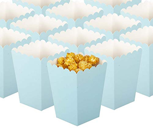 GAKA FAVOR Light Blue Popcorn Boxes Mini Paper Popcorn Containers for Party,Pack of 24
