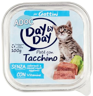 ADoC Day By Day Cat Gatto Paté Per Gattini con Tacchino - Box da 16 Vaschette da 100gr