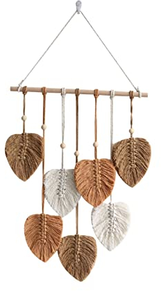 perfk Tapiz Tejido Macramé Colgante de Pared Colgante Bohemio Decoración del hogar Adorno nórdico Borlas de Hojas Decoración de Pared para apartamento, MARRÓN