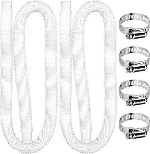 2x Ersatzschlauch 1,5m für Aufstellpool Ersatzschlauch mit 4 Metallklemmen, Poolfilterschlauch für Aufstellpools