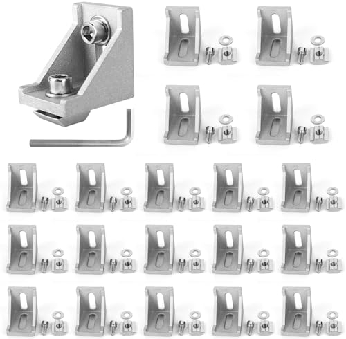 JiangLin 20x Aluprofil Winkel Befestigungsmaterial Aluprofil Verbinder 30x30,Aluminium Winkelverbinder Eckwinkel Eckverbinder Wandhalter 90 Grad Winkel Raster für Strebenprofil3D-Drucker,DIY-Projekte