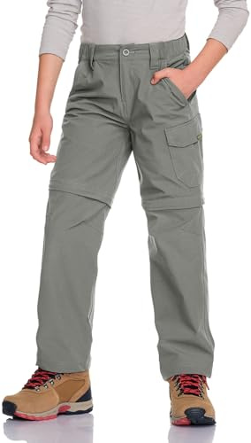CQR Kids Youth Hiking Cargo Pants, UPF 50+ Quick Dry Convertible Zip Off Pants, Outdoor Camping Pants, Shenah Trek Sage, Small