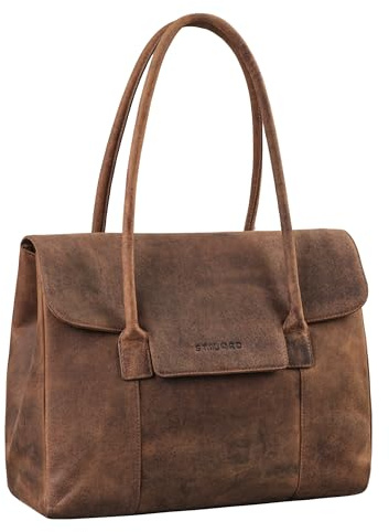 STILORD Carrie Shopper Piel Mujer de Hombro Bowling Handbag Elegante de Mano Grande Tote Shopping Bag Serraje Cuero Genuino Color:Avani - marrón