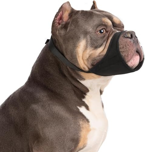 Bozal suave para perro Pitbull Bozales suaves para Rottweilers American Bully Bulldog Boxers para evitar mordeduras y ladridos para perros medianos y grandes con hocico corto para aseo (L)