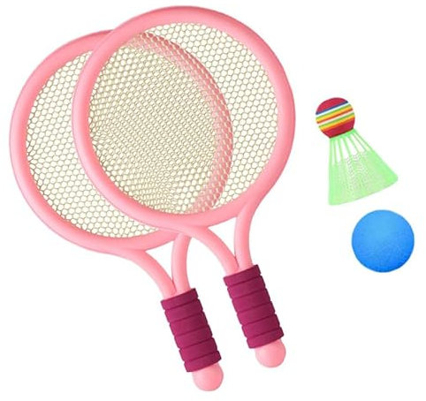 Badminton -Schläger Set für Kinder mit Tennisball, Kinder Tennisschläger Set Verbessern die Koordination in Familienspielen Im Freien, Geeignet für Kinder (Rosenate)