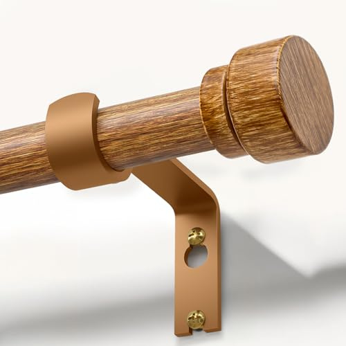 Gormena Gardinenstange Holz 80-148cm Lang Ausziehbar für Deckenmontage Wandmontage 25 mm Durchmesser Kurz Metall Starke Teleskopstange Vorhangstange für Schlafzimmer Wohnzimmer Oder KüChe