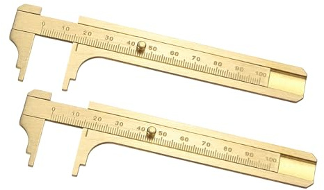 QUARKZMAN Calibrador De Bolsillo 100mm Regla De Latón Mini Calibrador De Precisión Escalas Dobles Herramienta De Medición Métrica Regla De Medición Dorada 2 Pcs