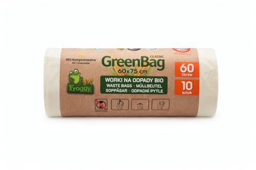 60 liter BIO-soppåsar, komposterbara, bioavfallspåsar, komposterbara soppåsar, 10 stycken biomsoppåsar för bioton, restsoptunna (60 liter 10 stycken)