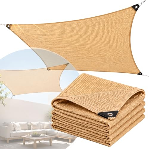 Vela de Sombra HDPE con Protección UV 90%, Transpirable y Resistente, Toldo Rectangular Impermeable para Terraza, Jardín, Patio, Piscina y Balcón, Fácil Instalación(4 x 5 m/13.1 x 16.4ft)