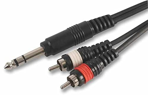 Pulse PLS00121 6.35 mm (1/4 Inches) Stereo Jack to 2x Phono (RCA) Plug to Plug Lead, 1.2m, Black