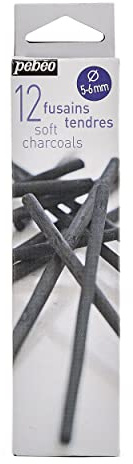 Pébéo Peinture 1 Boîte de 12 Fusains Tendres Noir