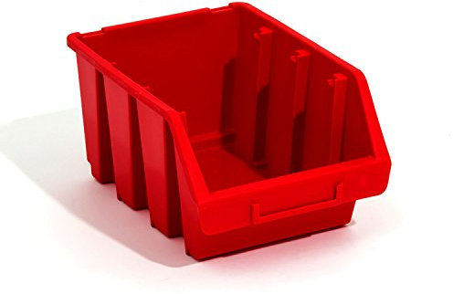 Lot de 5 Ergo Boîte de tri compartiments caisses de rangement empilables Rouge Taille 3 170 x 240 x 126 mm Roulement Boîte