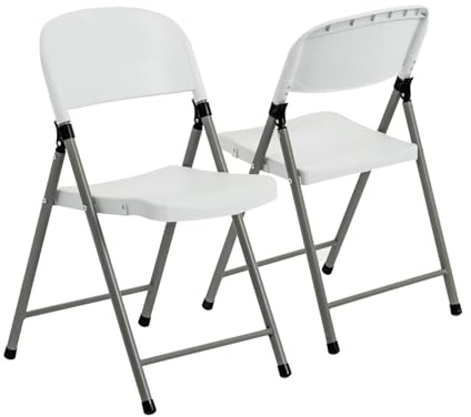 Harbour Housewares Plastic Folding Chairs - Pack of 6 - White - Heavy Duty Foldable Indoor Outdoor Trestle Folding Seats for Office, Garden Event Party, Art & Crafts, Camping Picnics