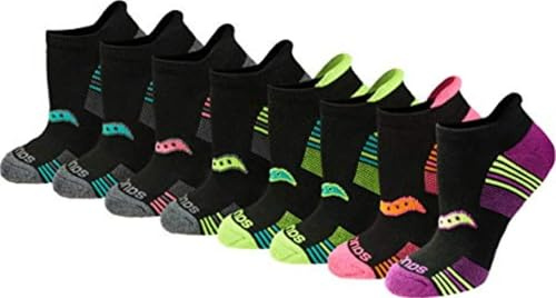 Saucony Women's 8/16 Pairs Performance Heel Tab Athletic Socks, Black Assorted (8 Pairs), Medium