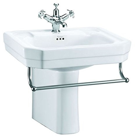 Casa Padrino porcelain washbasin with half pedestal and towel holder 56 x 47 x H. 50 cm