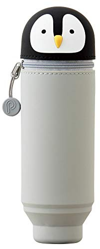 LIHITLAB PuniLabo Stand Up Silicone Pen Case -Pen Holder (2. 4 x 7. 8) (Penguin - A-7712-10)