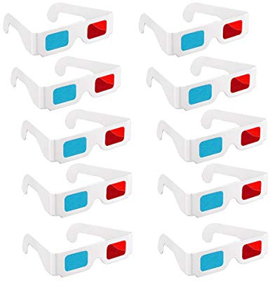 ExeQianming Lot de 10 paires de lunettes stéréo en papier rouge et bleu pour décoration de voyage et de films