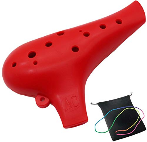 Aestivate Plastic Ocarina Instrument 12 Hole Ocarina Alto C 12-Hole Ocarina Instrument Easy Instrument (Red)