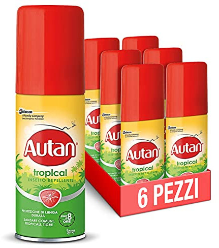 Autan Tropical Spray Mini, 50ml, Formato Scorta Da 6 Unita'