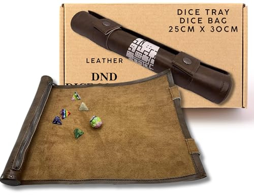 Gargouille de Jeu Pliable Portable et Pliable – Rangement de dés et Plateau à Rouler – Tapis Pliable DND pour Tout dé ou Jeu de société – Parfait pour DND (Marron)