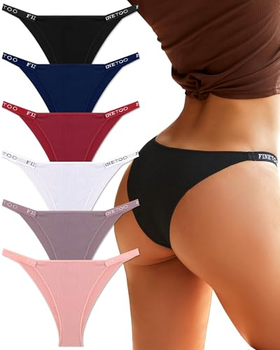 FINETOO 6er Pack Cotton Underwear Women Brazilian Knickers Brazilian Ladies Briefs Sexy Hipster Panties Soft Panties Multipack | High Cut,6 Pack,S-2XL,Low Rise Hipster,Stretch,Lingerie for Women,Moisture Wicking,French Cut,Dailywear,Fashion Outfits