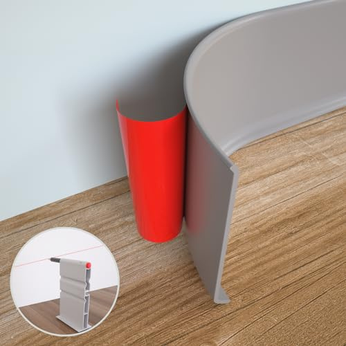 GAMZAU Flexible Baseboard Molding Trim, 4 Inch x 20 Feet Peel and Stick Vinyl Wall Base Cove Base, Self-Adhesive Rubber Wall Base Moulding Trim(S100,Gray)