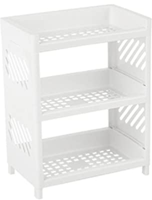 Scaffale in plastica a 3 livelli, pieghevole, per il lavoro, per cosmetici, per il bagno, la cucina, pieghevole per la cucina
