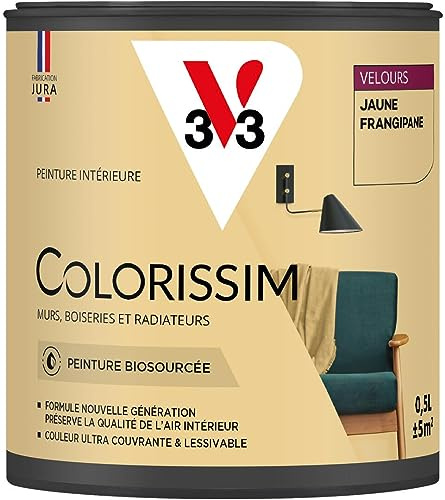 V33 Peinture multi-supports Colorissim® Jaune frangipane Velours 0,5L