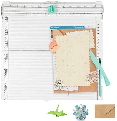 2 in 1 Taglierina per Carta e Tabellone Segnapunti, 360 X 338 mm Taglierino Professionale, Taglia Carta di Precisione Cancelleria Ufficio, per Realizzare Biglietti e Forniture Artigianali