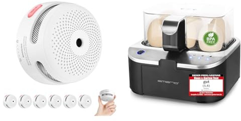 X-Sense Mini-Rauchmelder: Photoelektrischer Rauchwarnmelder mit LED-Anzeige & EMERIO sprechender Eierkocher Sieger Preis/Leistung NEUHEIT kocht alle DREI Garstufen [weich|mittel|hart]