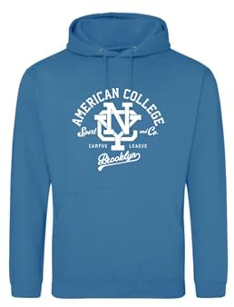AMERICAN COLLEGE USA Tröja tröja tryckt varma kläder unisex barn pojkar och flickor casual modell ACSCW6 indigo 14 år gammal, Indigo, 14 �r