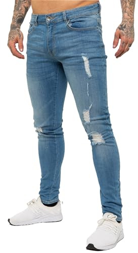 989Zé ENZO Skinny Stretch Fit Pant Jeans Pantalones Rasgados para Hombre