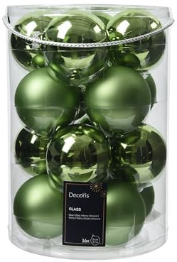 Kaemingk Weihnachtskugeln Glas 8cm 16 Stück - matt & glänzend - Große Christbaumkugeln Weihnachtsbaumkugeln für Weihnachten - Christbaumschmuck & Weihnachtsbaumschmuck - Grüntee
