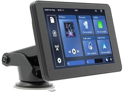Banaone Autoradio Carplay Wireless Andriod, 7 Pollici Touchscreen Monitor Stereo Radio, Supporto Controllo Vocale/Bluetooth/Mirror Link/USB, Adatto a Tutti i Tipi di Auto