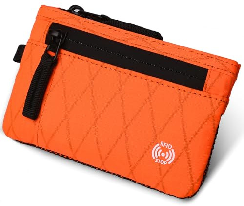 DiULi Carteras RFID Antirrobo para Hombre, Cartera Tarjetero sin Contacto con Protección RFID, Monedero Hombre Casual, Tarjeteros para Tarjetas de Credito, Ligero y Seguro (Pequeño-Color Naranja)
