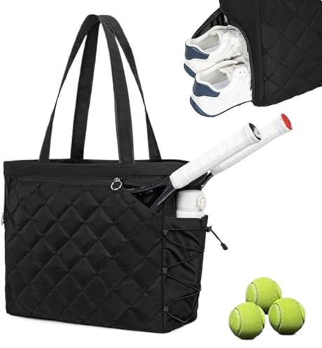 Tennis Tote Bag - Large Tennis Gym Bag Holds 2 Rackets - Portable Storage Travel Accessories for Business Daily Commuting Gym Workout Laptop Pickleball Racquet
