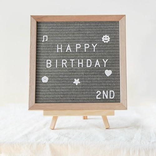 Letterboard in rovere 25 x 25 cm con 400 lettere magnetiche e accessori – Lavagna con cavalletto – Lavagna memo premium per cucina, home office e regali, grigio