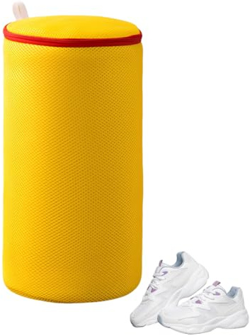 YIPFEN 2 Pezzi Sacchetti per Lavare in Lavatrice, Riutilizzabile con Cerniera, Lava Scarpe, Protezione Contro la Deformazione e i Cavi, Schuhbeutel Reise, per Sneakers e Sportive (Giallo)