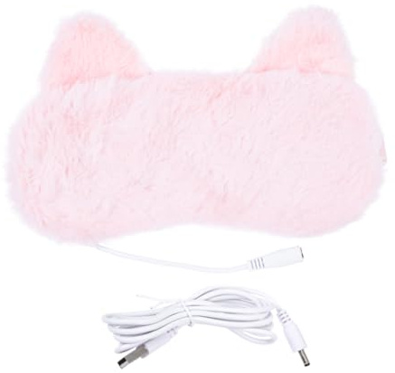 Anneome Ojos USB Calefacción, Diseño 3d para Dormir, Compresa Térmica para Aliviar Fatiga Ocular, para Piel Sensible, Color Rosa Gato, Adecuado para Uso Nocturno y Relajación