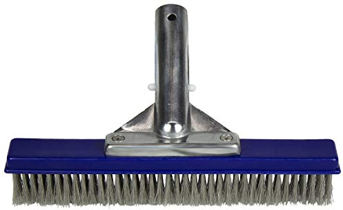 Poolmaster Brosse Anti-algues de Piscine avec Dos en Aluminium de 25,4 cm avec Poils en Acier Inoxydable, Collection Classique, fabriquée avec des matériaux durables, Argent