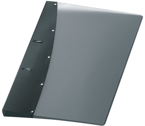 VELOFLEX - Raccoglitore ad anelli Diamond A4, 2 anelli, nero | Plastica PP con parte frontale trasparente, altezza riempimento 20 mm, struttura a rombi per documenti DIN A4