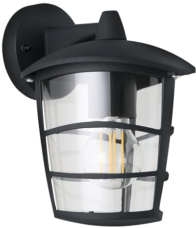 EGLO Utomhusvägglampa Aloria, 1-lågig utomhusbelysning | vägglampa i aluminium och plast, färg: svart, sockel: E27, IP44