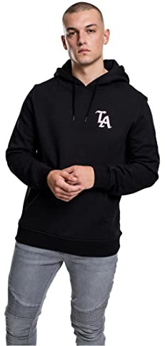 Mister Tee Sudadera con Capucha LA de Manga Larga, Estampación Delantera y Trasera, Bolsillo Delantero, Moda Urbana, Negro, Tallas XS - XXL