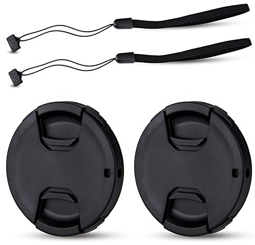 JJC 62mm Lens Cap 2 Pack Snap-on Front Camera Lens Cover with Elastic Lens Cap Keeper for Canon Nikon Sony Olympus Fujifilm Lens with 62mm Thread, Replaces Canon E-62 II Lens Cap